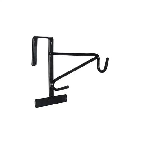 Black metal stubbs door hook with curved loop and adjustable bracket for tack room doors and barn stables