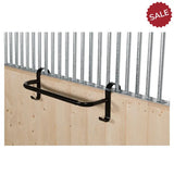 Black metal stubbs extendable hook with curved design and two downward hooks for use on extendable rug rail racks