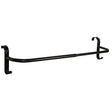 Black metal stubbs extendable hook on rug rail with curved hooks on each end for hanging rugs or rug racks