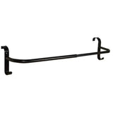 Black metal stubbs extendable hook on rug rail with curved hooks on each end for hanging rugs or rug racks