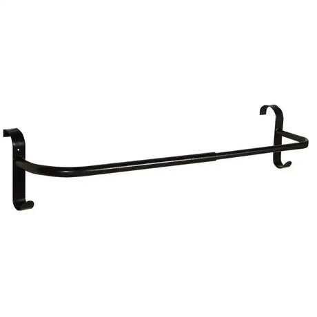 Black metal stubbs extendable hook on rug rail with curved hooks on each end for hanging rugs or rug racks