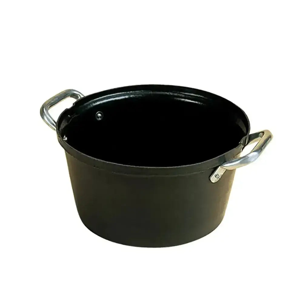Black enameled cast iron stubbs feed bowl heavy duty feed pot with silver metal handles s6ph similar 16 lt capacity