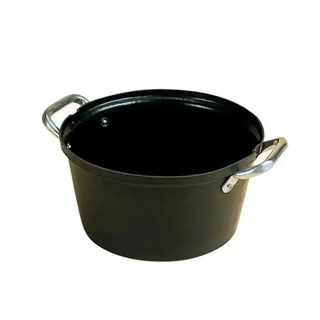 Black enameled cast iron stubbs feed bowl heavy duty feed pot with silver metal handles s6ph similar 16 lt capacity