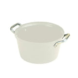 Cream-colored enamel-coated heavy duty feed pot with silver metal handles stubbs feed bowl s6ph similar