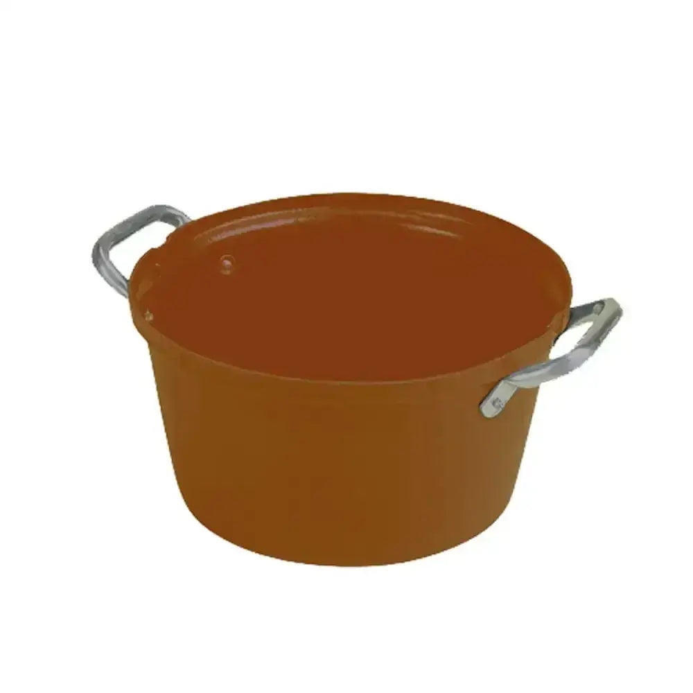 Orange enamel-coated stubbs feed bowl with silver metal handles heavy duty feed s6ph similar 16 lt pot