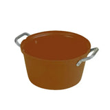 Orange enamel-coated stubbs feed bowl with silver metal handles heavy duty feed s6ph similar 16 lt pot