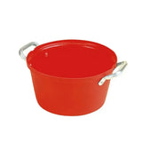 Vibrant red enameled stubbs feed bowl with silver metal handles heavy duty feed s6ph handy 16 lt pot