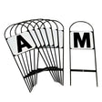 Black metal stubbs field push in dressage markers pack with white bold letters and handy hoop frame for garden use