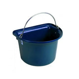 Deep blue stubbs flat sided bucket made of plastic with a silver metal handle for easy carrying