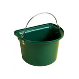 Green plastic stubbs flat sided bucket with silver metal handle perfect for horse care and feeding