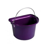 Purple metal stubbs flat sided bucket with curved silver handle for easy carrying and durable use