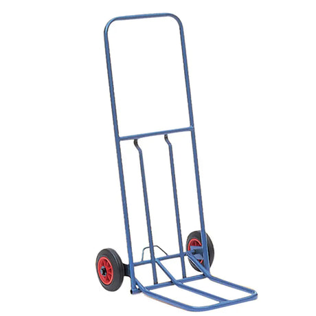 Blue metal stubbs folding sack truck s2299 with red-accented wheels ideal for easy heavy lifting