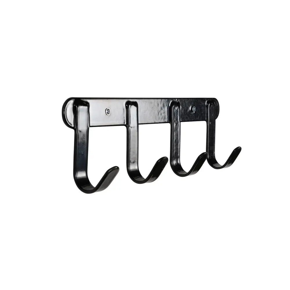 Black metal wall-mounted stubbs four hooker s944 with four curved hooks for maximising storage capacity