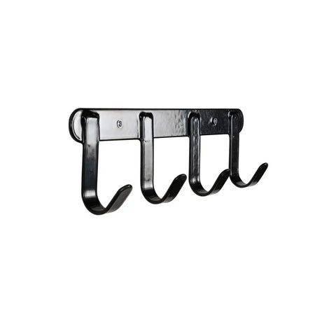 Black metal wall-mounted stubbs four hooker s944 with four curved hooks for maximising storage capacity