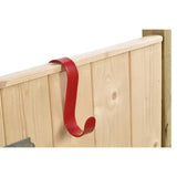 Red metal stubbs giganti-hook with curved s-shaped design ideal for tack rooms and stable hooks use