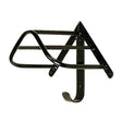 Black stubbyfine coated stubbs harness saddle rack with curved top bar and hook wall mounted for easy storage