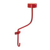 Red metal stubbs hat rack s60 with curved arm and circular top cap for hanging hats and accessories