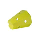 Bright yellow cheese-shaped silicone stubbs hay roller pony s418 with three circular holes for easy handling