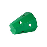 Green plastic wedge shaped connector with three circular holes for stubbs hay roller pony s418 assembly