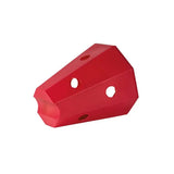Red plastic cheese-shaped decorative object with three holes for stubbs hay roller pony s418 hay roller pony use