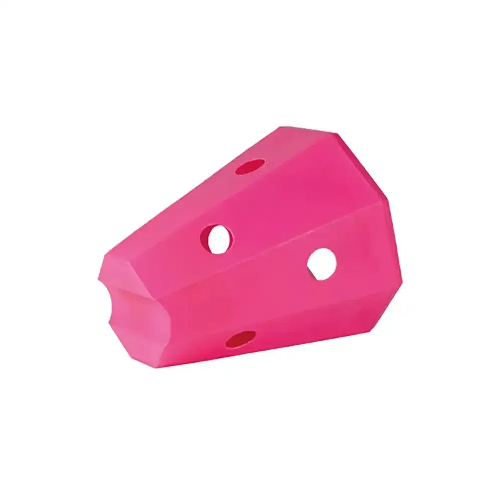 Vibrant pink silicone stubbs hay roller cheese-shaped pet toy with three circular holes roller pony s418