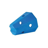 Blue plastic cheese-shaped stubbs hay roller with three holes for diet restricted horse field hay feeders