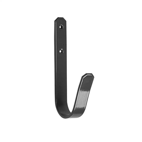 Black metal stubbs headcollar hook s28 with sleek curved design and two mounting holes for easy wall fixing