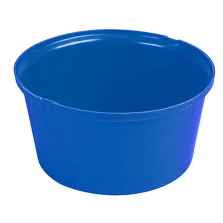 Solid blue stubbs heavy duty feed bowl made of strongest plastic with smooth rim and tapered sides for easy feeding