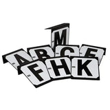 Black and white dressage letters markers with bold uppercase letters from stubbs hook hook-on version set of 8 letters