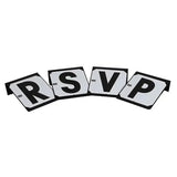 Set of four black and white rsvp dressage letters markers with sleek stubbs hook design best selling tread-in style