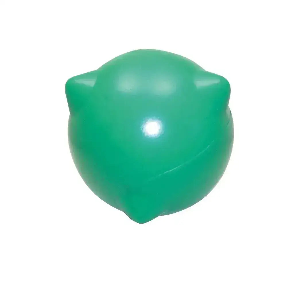 A glossy green plastic cat-shaped stress ball from stubbs horsey ball s421 that capably handles easy filling