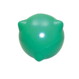 A glossy green plastic cat-shaped stress ball from stubbs horsey ball s421 that capably handles easy filling