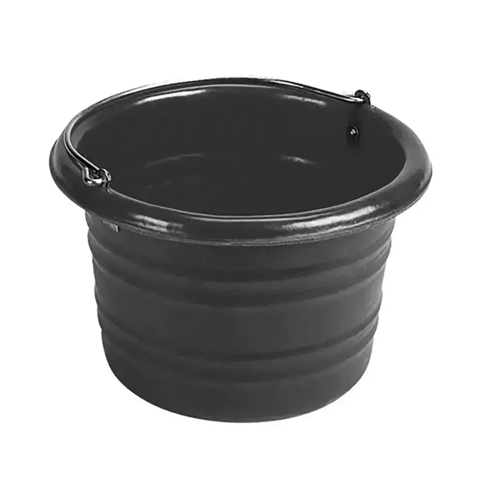 Black ribbed plastic stubbs jumbo feed bucket with metal handle ideal as a jumbo feed water bucket
