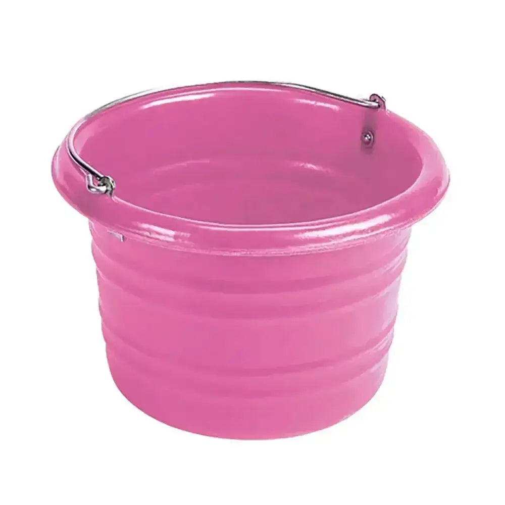Pink stubbs jumbo feed collapsible bucket with metallic handle for feed water bucket use