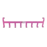 Pink metal wall-mounted stubbs jumbo hanger with six jumbo hanger hooks for organizing coats and bags