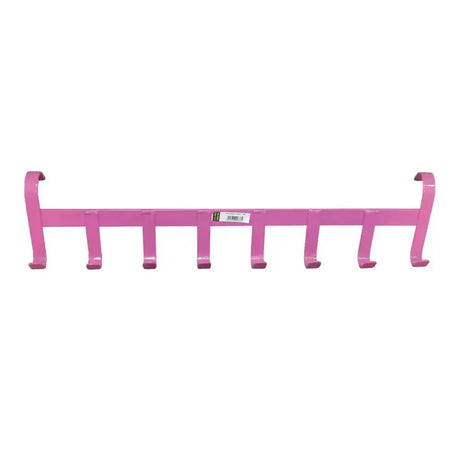 Pink metal wall-mounted stubbs jumbo hanger with six jumbo hanger hooks for organizing coats and bags