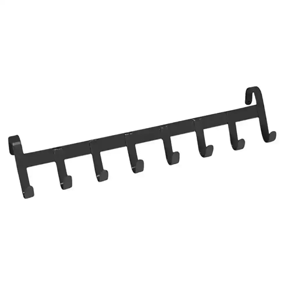 Black metal stubbs jumbo hanger with seven evenly spaced jumbo hanger hooks for wall mounting