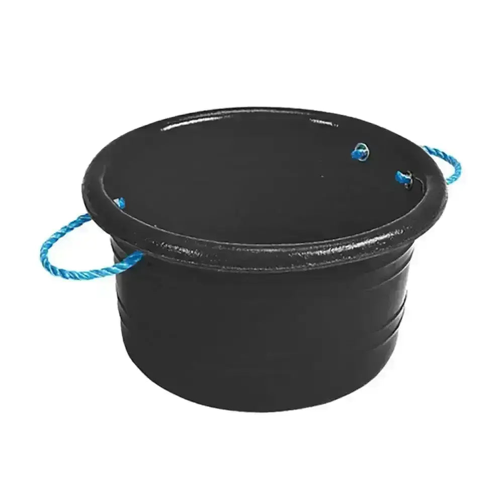 Black plastic stubbs medium manure bucket with blue rope handles ideal for beefy s44 use
