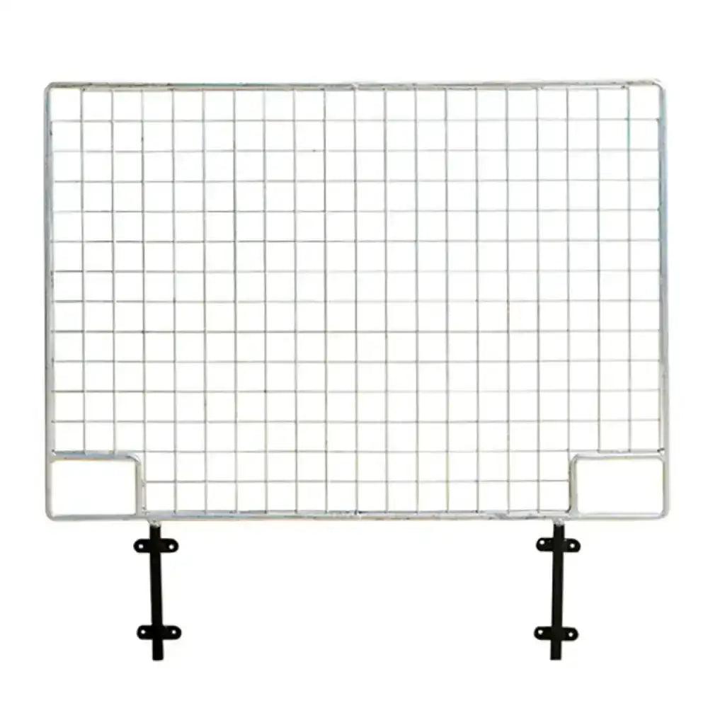 Silver metal stubbs mesh door grid large panel with black mounting brackets and sturdy mesh door grid design