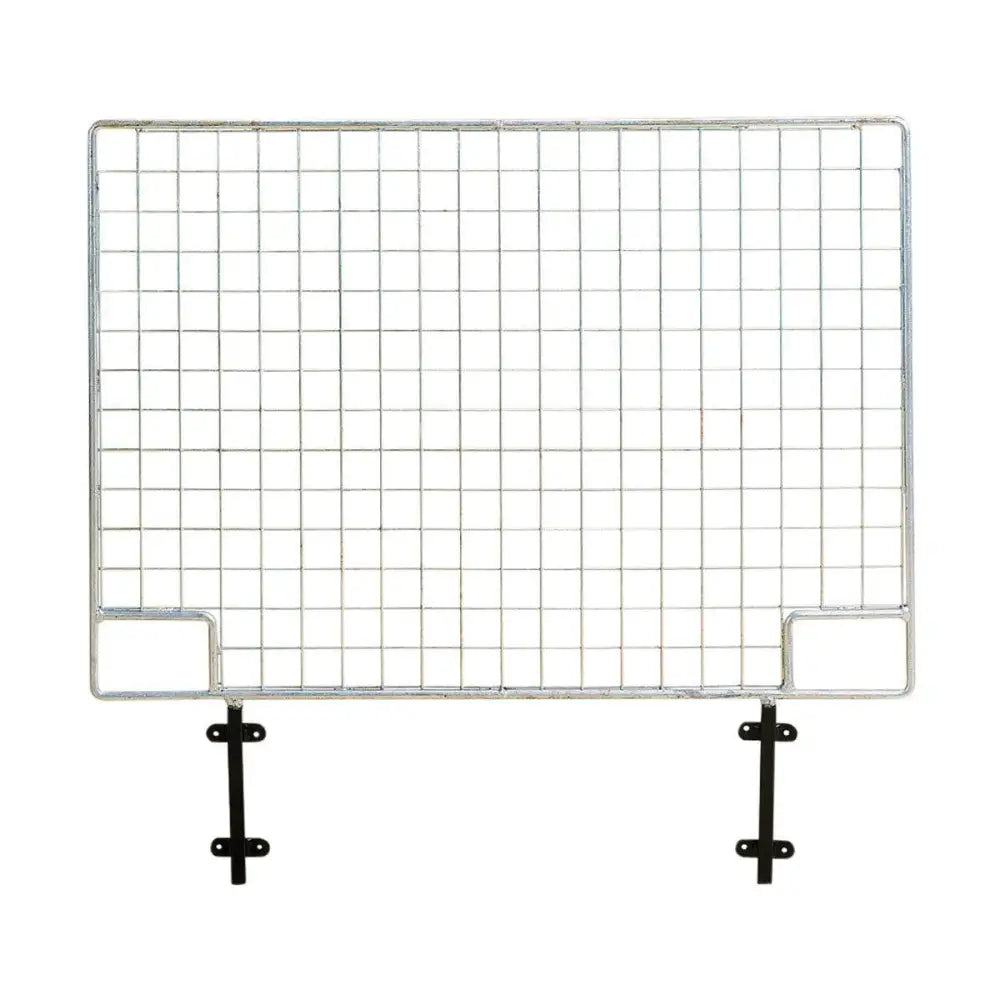 Silver stubbs mesh door grid panel with black mounting brackets lightweight mesh grid and two hand holes