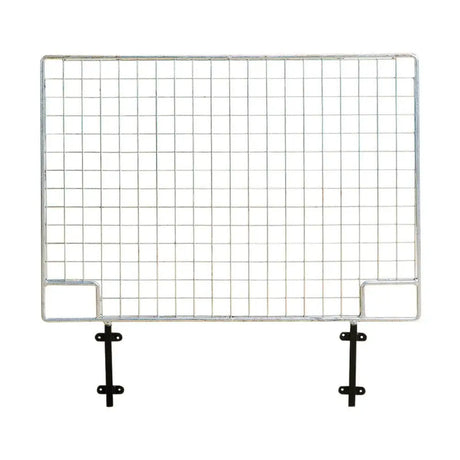 Silver stubbs mesh door grid panel with black mounting brackets lightweight mesh grid and two hand holes