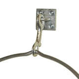 Silver-toned stubbs metal trigger hook s85ps with square plate and screws securing two thick steel cables