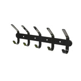 Black metal stubbs multi coat rack with five evenly spaced hooks for hanging in coat hooks s955 design
