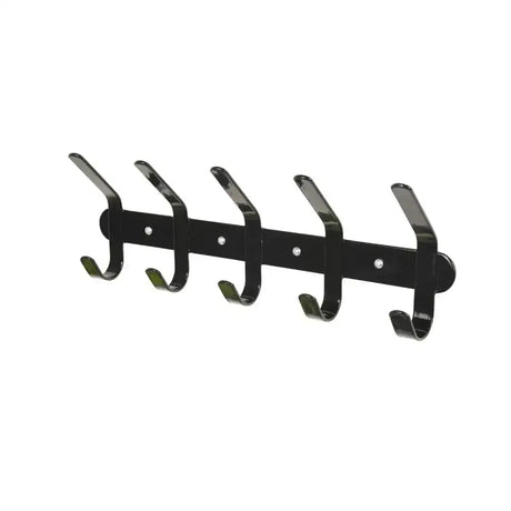 Black metal stubbs multi coat rack with five evenly spaced hooks for hanging in coat hooks s955 design
