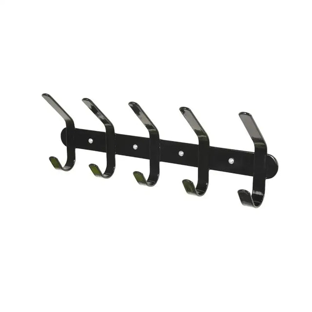 Black metal stubbs multi coat rack with five evenly spaced hooks for hanging in coat hooks s955 design