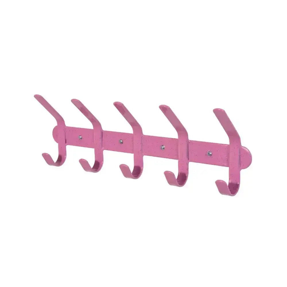 Pink metal stubbs multi coat wall-mounted hooks s955 with five evenly spaced hooks for hanging coats and bags