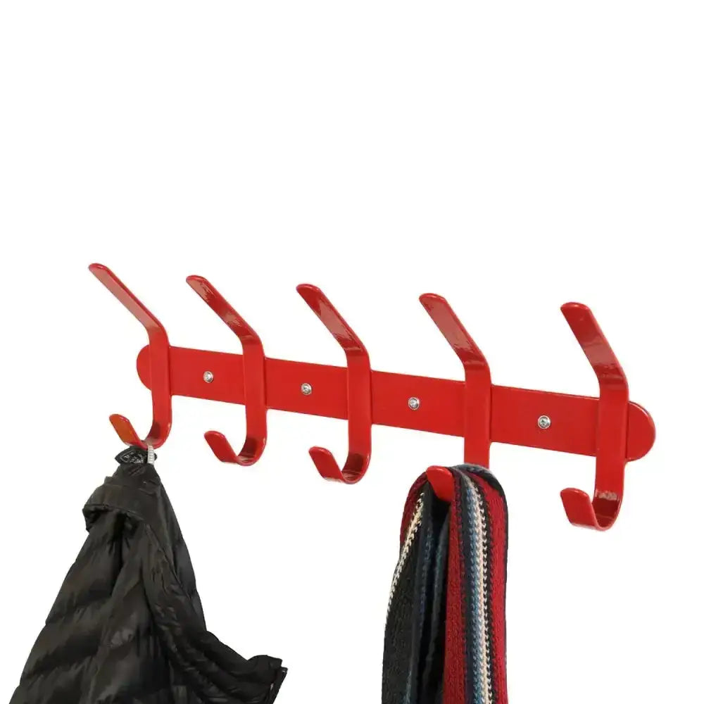 Red metal stubbs multi coat rack with five hooks perfect for organizing jackets and hats with coat hooks s955