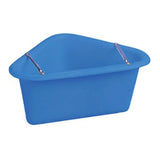 Blue plastic corner manger with two silver metal handles from stubbs plastic corner and tubular support frame design