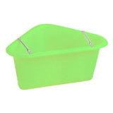 Bright lime green stubbs plastic corner manger with two silver metal handles and tubular support frame