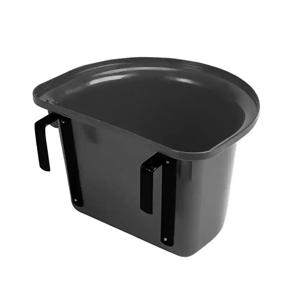 Black stubbs plastic portable manger hanging bucket with two side handles for horse feed use